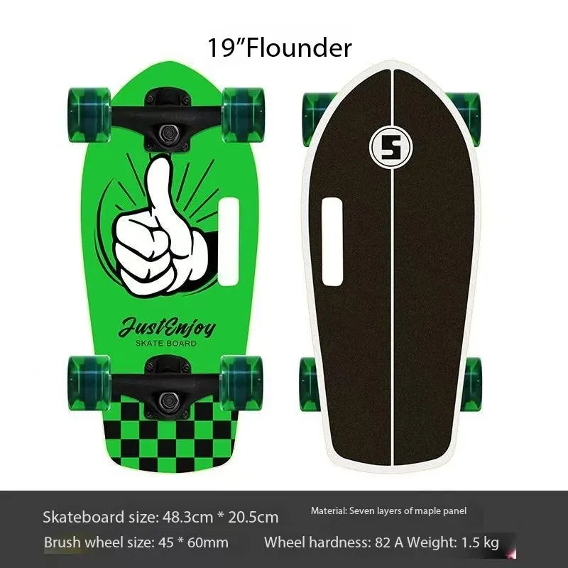 Mini monopatín portátil de 19 pulgadas, monopatín completo de arce, tabla de patín Drift Cruiser de alta velocidad para niños, adultos, principiantes, perro mascota