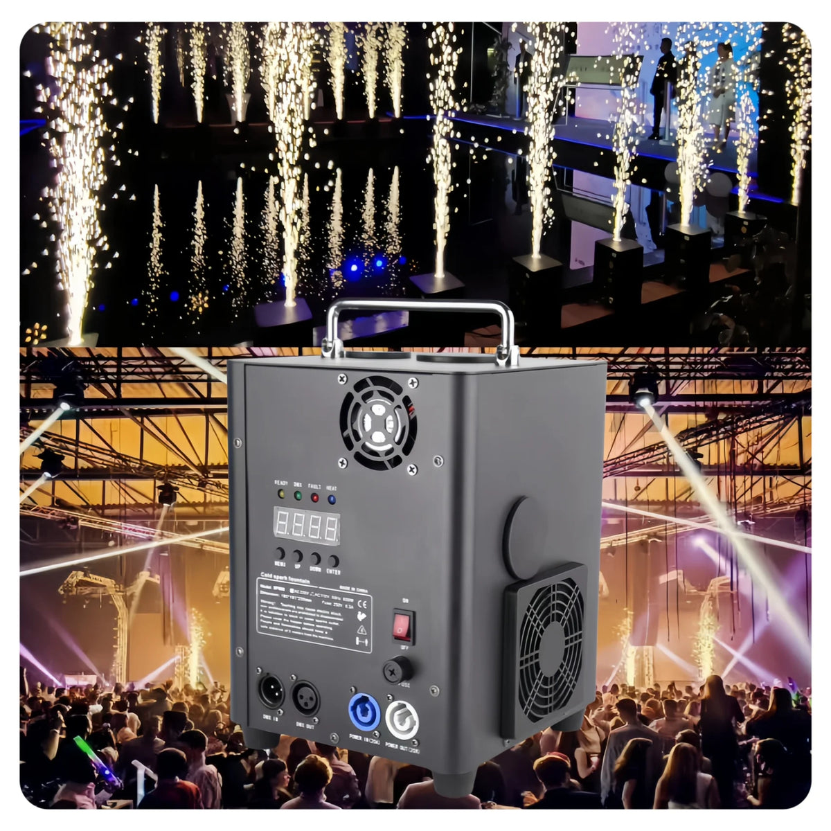 Máquina de chispa fría TI de 700W, máquina de chispa de polvo Ti, control remoto DMX, fuegos artificiales fríos inalámbricos, espectáculo de fiesta de boda, DJ, discoteca, escenario