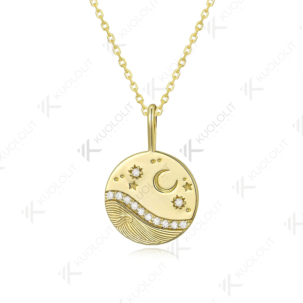 Kuololit-collar de moissanita de 0,26 quilates para mujer, collar de oro amarillo Solid10K14K para regalos de Navidad, fiesta, compromiso, aniversario