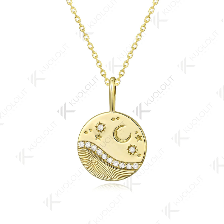 Kuololit-collar de moissanita de 0,26 quilates para mujer, collar de oro amarillo Solid10K14K para regalos de Navidad, fiesta, compromiso, aniversario