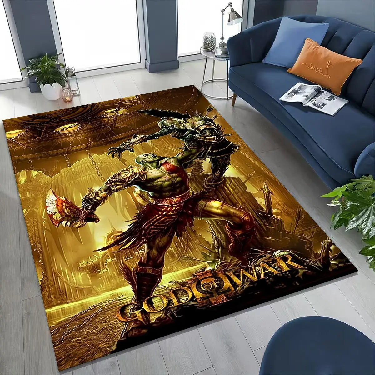 Alfombra de juego 3A de Kratos de God of War Classics para dormitorio, sala de estar, sofá, felpudo de decoración para el hogar, alfombrilla grande antideslizante para juegos de niños
