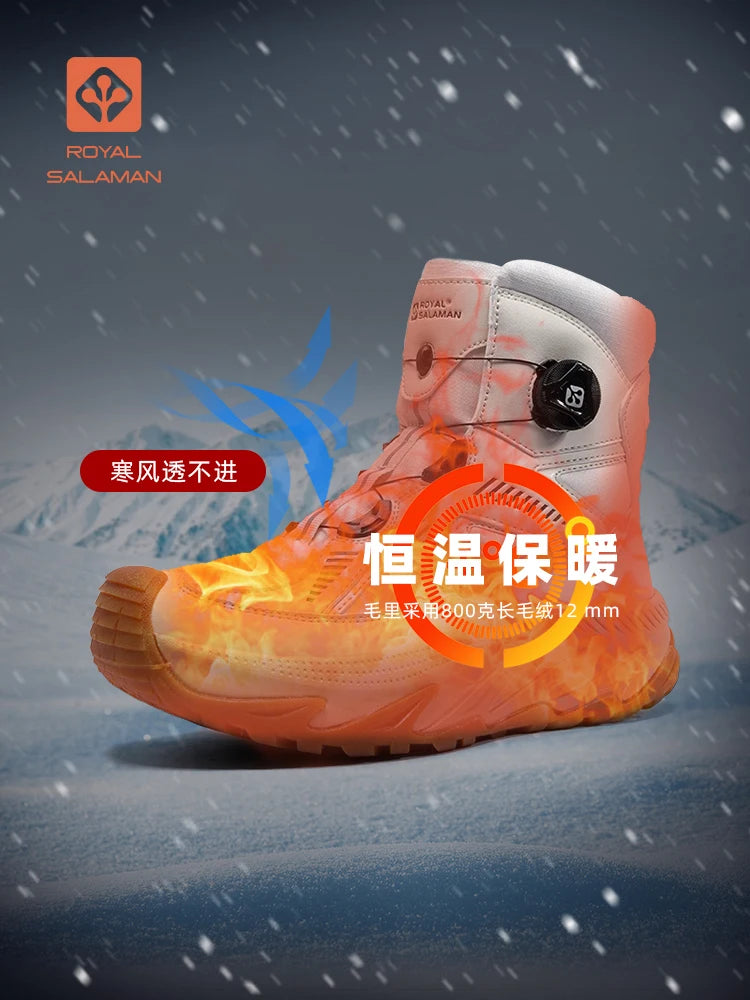 Botas de Nieve para Exteriores SALAMAN 2026, Zapatos de Senderismo para Hombre, Botas Impermeables para Mujer, Zapatillas de Trekking, Botas de Esquí Cálidas de Lana de Caña Alta para Invierno