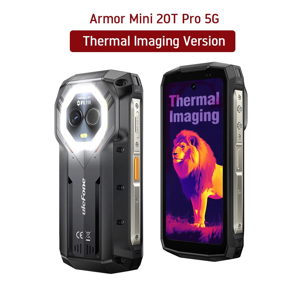 Ulefone Armor Mini 20T Pro 5G TÉRMICO Teléfono robusto de 4.7" Smartphone Android 14 256GB ROM Teléfono móvil con cámara térmica