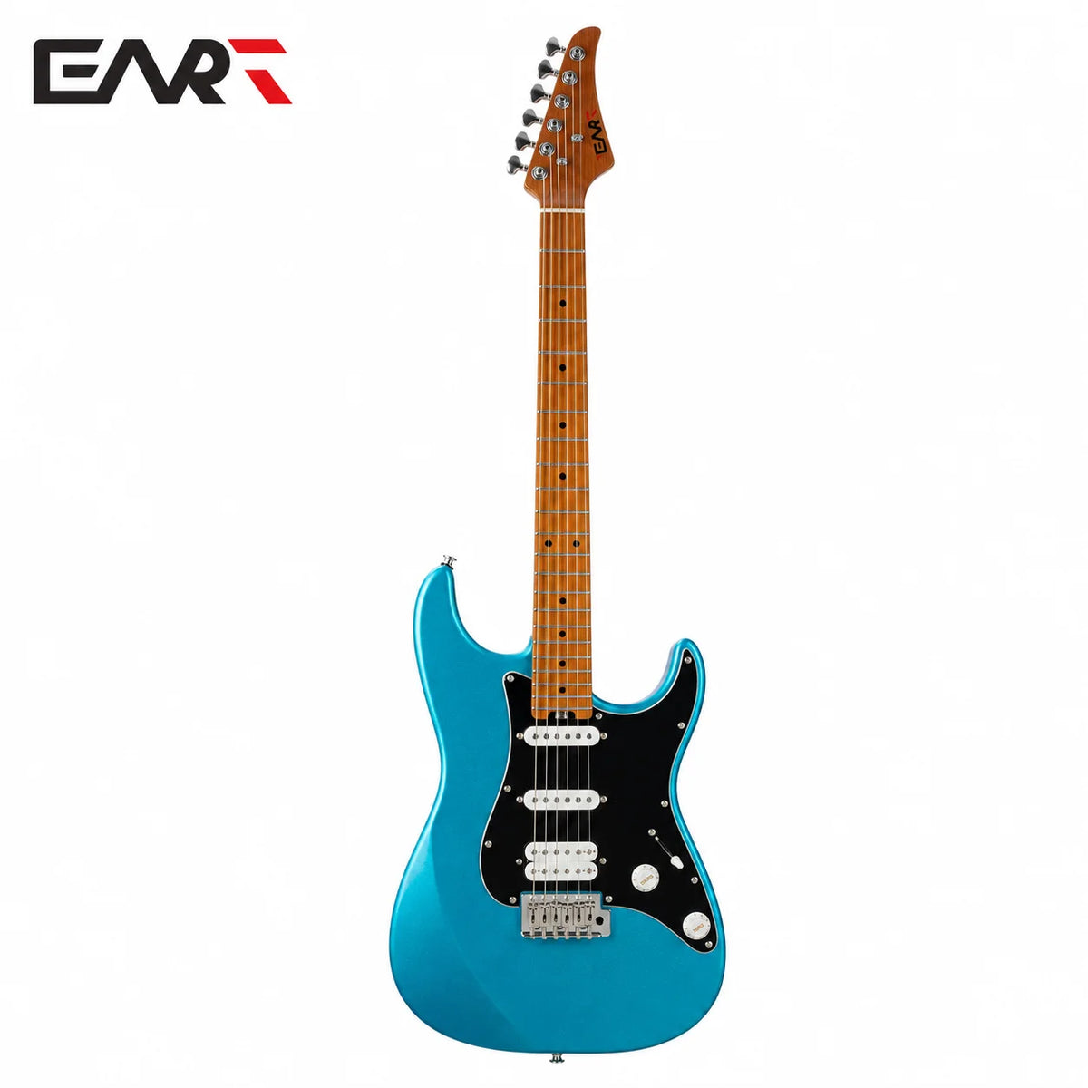 EART Guitar Nexus-S2, guitarra eléctrica HSS de caoba/acero tostado de 25,5"