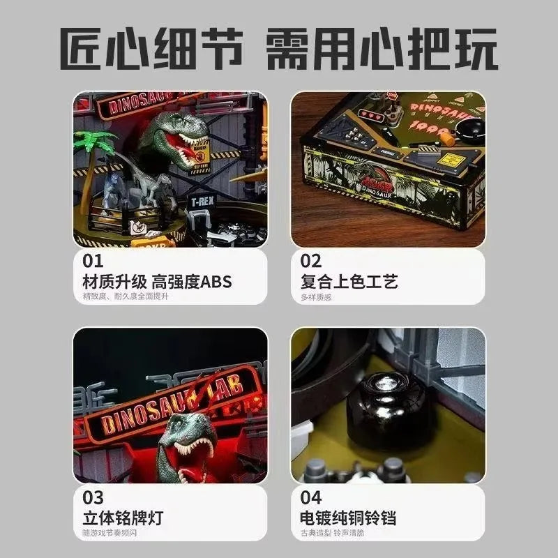 Máquina de pinball con temática de dinosaurios, modelo de madera para ensamblar, con luces y efectos de sonido, juego de arcade para escritorio, rompecabezas 3D, regalo coleccionable.