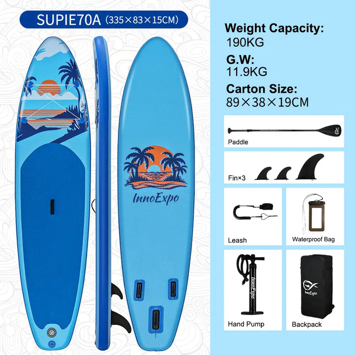 Tabla de Paddle Surf Inflable InnoExpo, Tabla de Surf, Tabla de SUP, Antideslizante, para Deportes Acuáticos