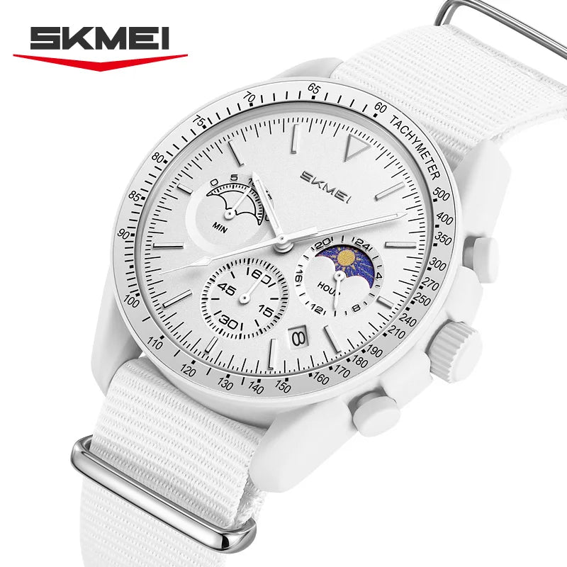 Reloj cronógrafo de cuarzo SKMEI 9392 para hombre y mujer, con fecha, resistente al agua 30M, reloj de pulsera deportivo, reloj de moda con correa de nailon, regalo, Reloj Mujer