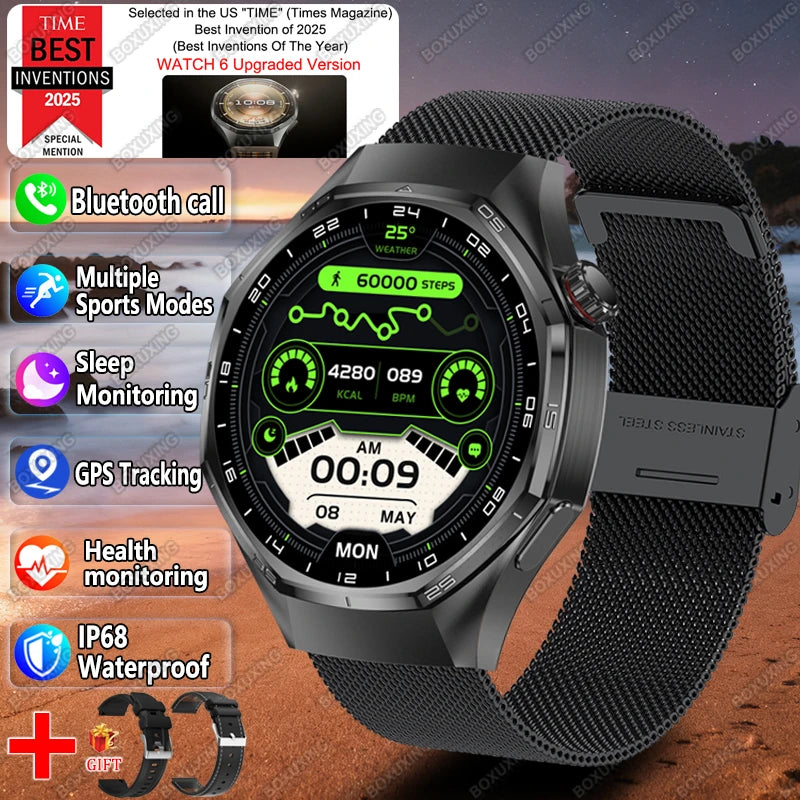 Reloj inteligente 2026 Nueva Versión Global Watch 6 Pro GPS para hombre, pantalla AMOLED, seguimiento deportivo, llamada Bluetooth, smartwatch resistente al agua