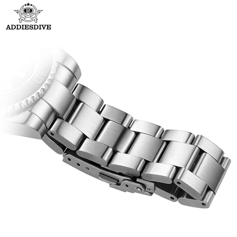 Reloj de cuarzo para hombre ADDIESDIVE, resistente al agua 200 m, bisel de cerámica, reloj de acero, cristal con lupa, luminiscencia azul BGW9, reloj de buceo