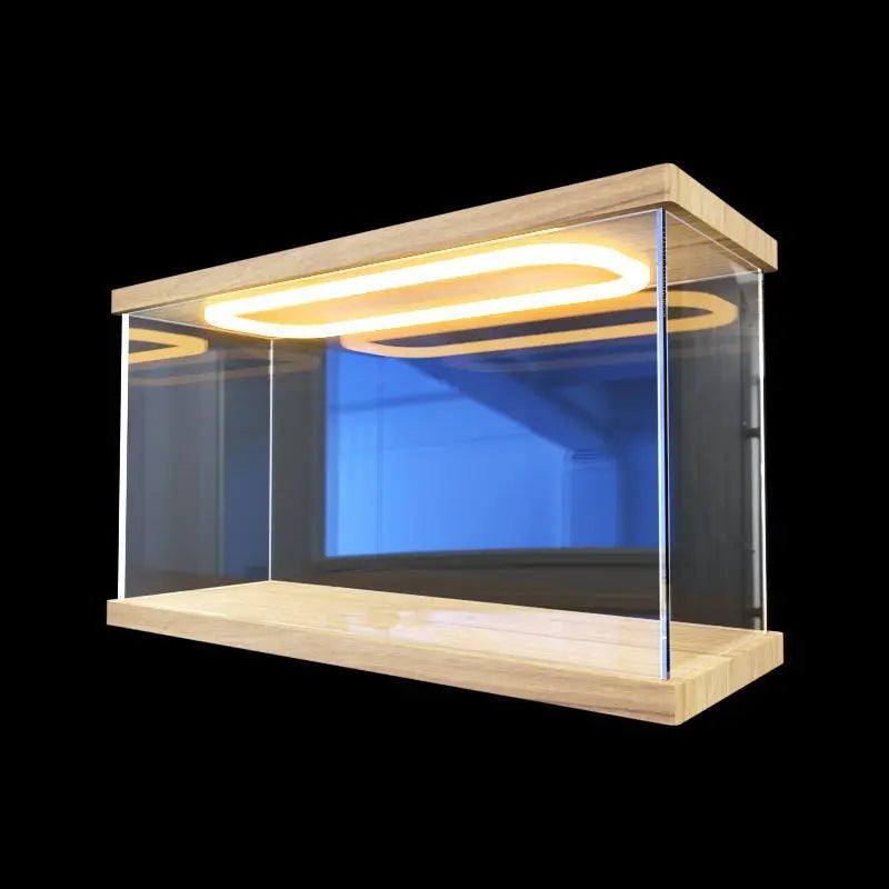 Caja de almacenamiento de acrílico con iluminación para bloques de construcción Lego, expositor altamente transparente a prueba de polvo para figuras de animación
