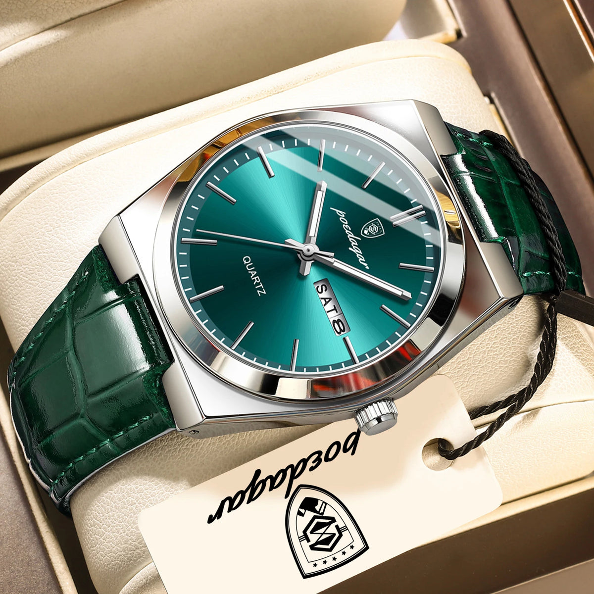 Reloj de pulsera para hombre POEDAGAR de cuarzo, moderno, casual, resistente al agua, luminoso, con fecha y día, de cuero, para negocios y actividades al aire libre