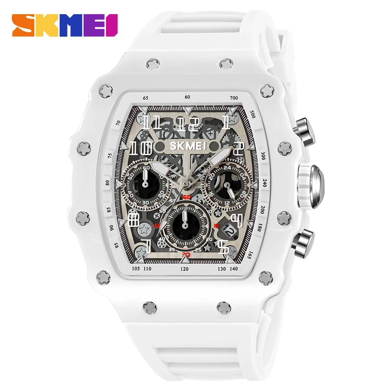 Reloj deportivo de cuarzo de moda SKMEI 2305 para hombre, cronógrafo impermeable, calendario, caja transparente, reloj de negocios para hombre