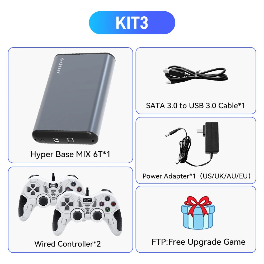 Hyper Base MIX 6T Gaming HDD Retrobat&Playnite&Launchbox para PS5/PS4/PS3/XBOX/Switch/emuladores DC 65000+AAA/3D/juegos de vídeo Retro