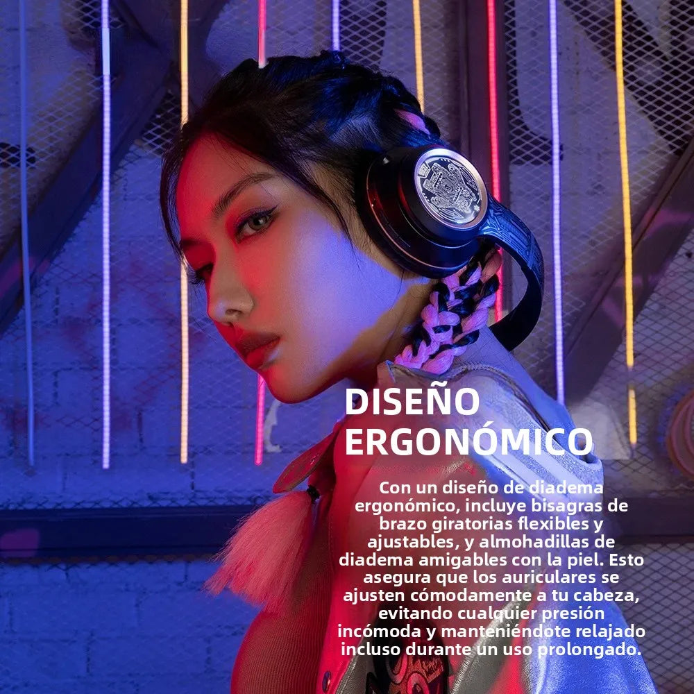Audífonos Bluetooth Zombescat S1 con Bajos Potentes, Cancelación de Ruido ENC para Llamadas, Auriculares Inalámbricos con Luces LED