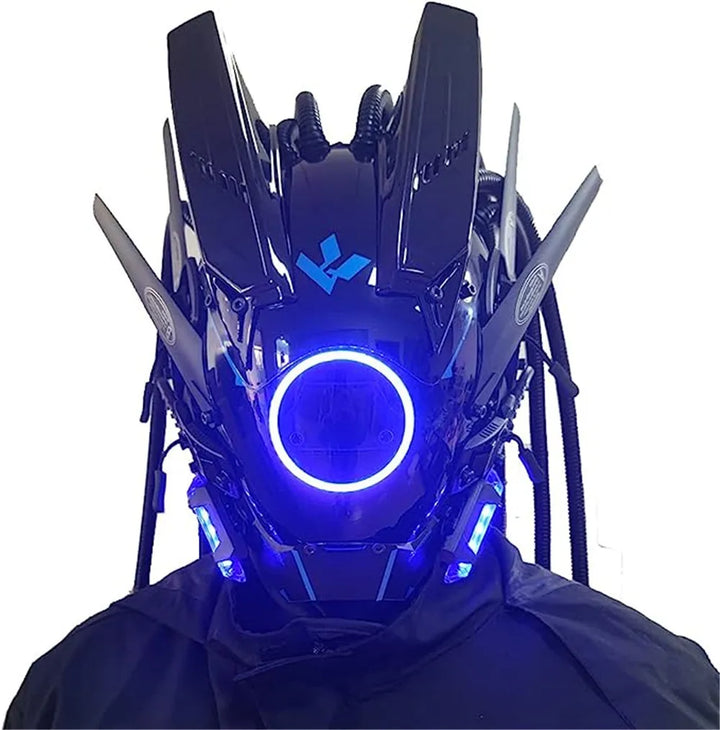 Máscara Cyber punk LED peinado trenza Halloween Navidad juego de rol casco fiesta regalo para adultos ﻿