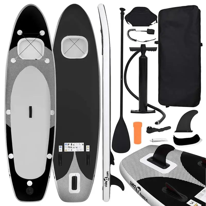 Set de tabla de paddle surf inflable negra 330x76x10 cm