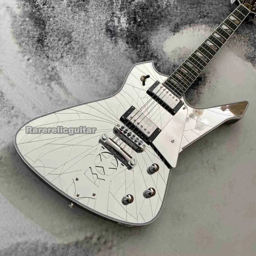 Guitarra eléctrica Paul Sliver personalizada, protector de púa espejado en forma de estrella, pastillas HH