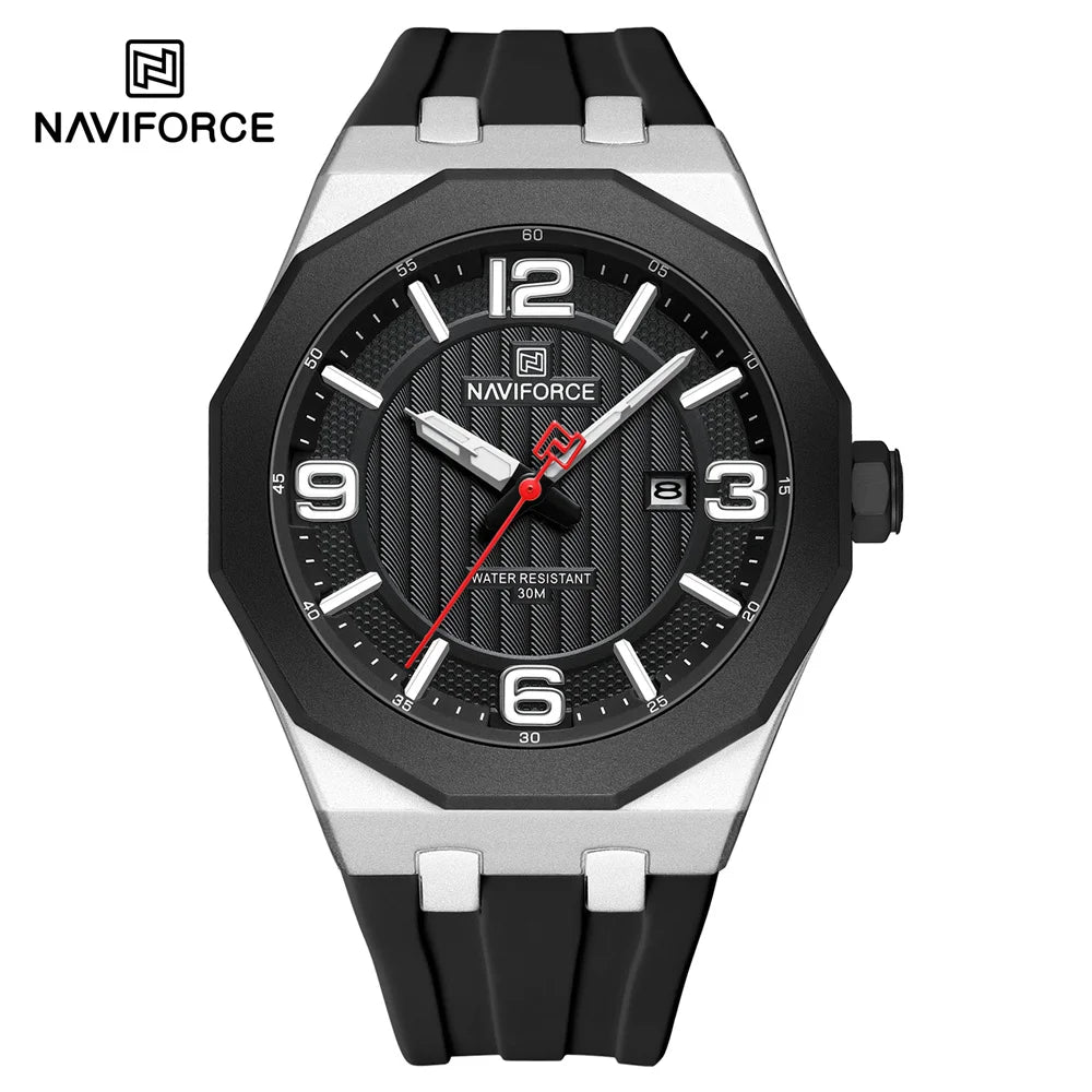NAVIFORCE Men Wristwatch Top Brand Luxury Clear Business Watch Silicone Sport Military Original Quartz Male Clock Gift 8079