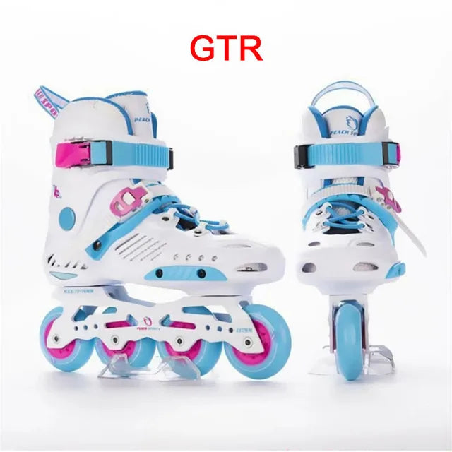 Patines en línea originales de PU para adultos y niños, 4 ruedas, Patines de marco plano para Slalom, deslizamiento, FSK, patinaje de carretera