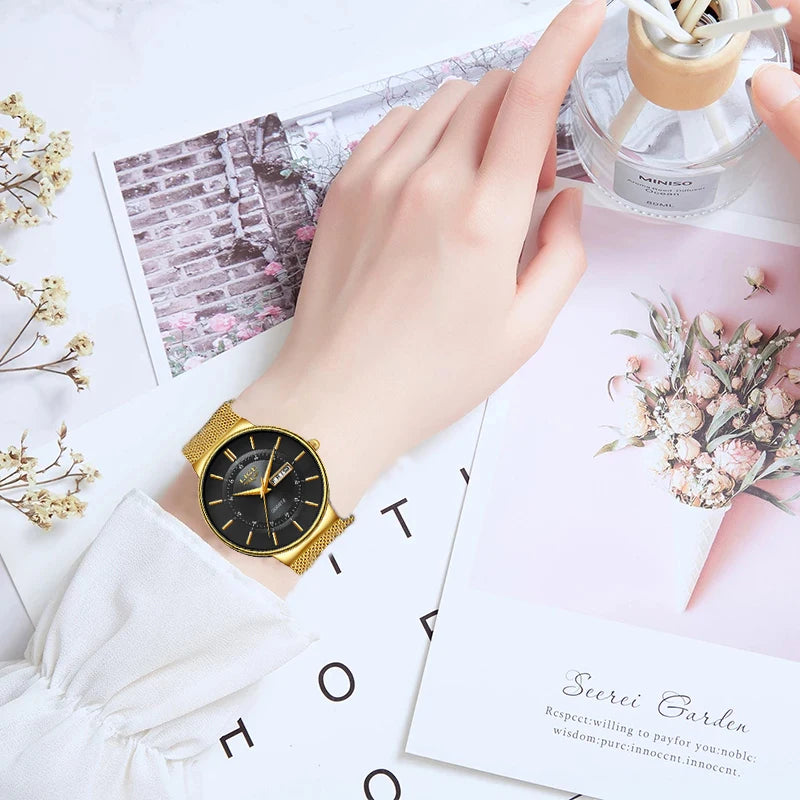 Reloj de pulsera LIGE de cuarzo para mujer, acero inoxidable, estilo retro, movimiento japonés de gran calidad, reloj impermeable a la moda para mujer