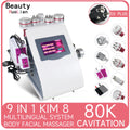 Máquina de Belleza 9 en 1, Nueva, 80K, Cavitación, Vacío, Adelgazamiento, Masaje, Radiofrecuencia RF, Dispositivo de Lifting y Tensado de la Piel del Rostro