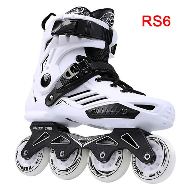 Patines en línea originales de PU para adultos y niños, 4 ruedas, Patines de marco plano para Slalom, deslizamiento, FSK, patinaje de carretera