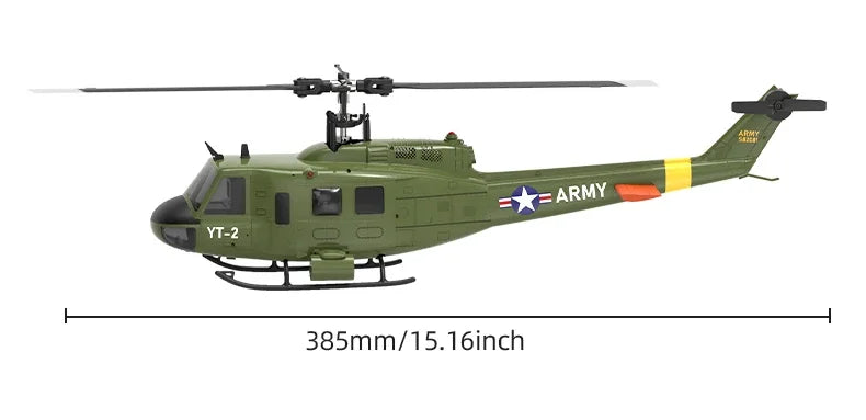 Helicóptero de control remoto F07 UH-1, 2,4 Ghz, 6 canales, RC, helicóptero Heli sin alerón, giroscopio de 6 ejes, mot sin escobillas flotante de altitud