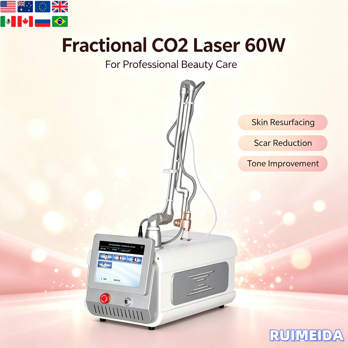 Máquina de Belleza Portátil Mejorada Fotona 4D CO2 Láser Fraccional de 10600nm para Rejuvenecimiento de la Piel, Peeling de Carbono, Antiarrugas y Tratamiento del Acné