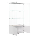 Anajqaqia 78.5cm×35cm×164cm Vitrina de cristal de 3 niveles + 1 armario, mueble bar, vitrina moderna de cristal, con espacio de almacenamiento para objetos de colección, libros, vino, blanco