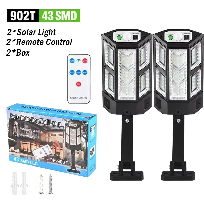 Luces LED solares de 30000LM para exteriores, luces solares con sensor de movimiento, 3 modos, resistentes al agua IP65, luz solar para jardín, calle, patio y farol