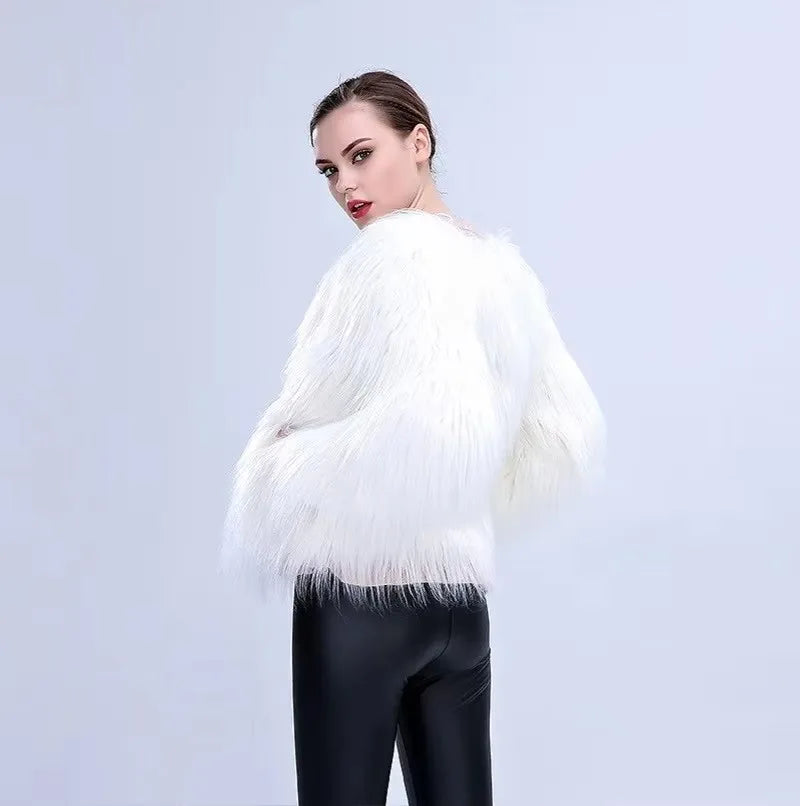 Abrigo de piel sintética para mujer, disfraces de Cosplay de San Valentín, chaleco con capucha cálido multicolor, chaqueta LED brillante, abrigo de baile de fiesta iluminado