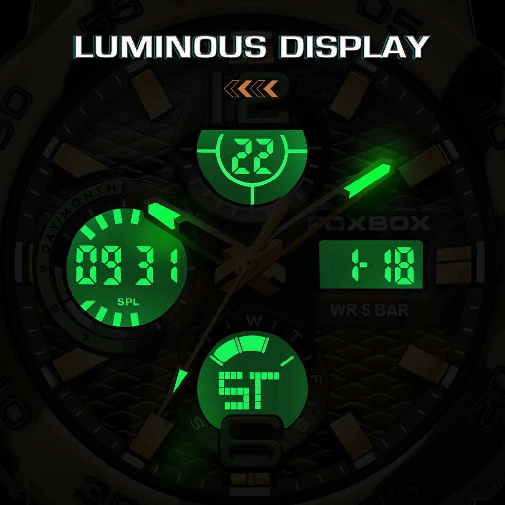 FOXBOX Outdoor Military Watch Men Fashion Camouflage Silicone Digital Watch For Men Sport Waterproof Men's Quartz Wristwatches