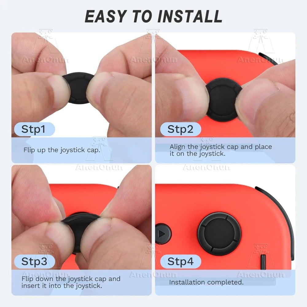 Funda de Repuesto para Joystick Joycon para Switch/Switch Lite/Switch OLED, Empuñadura Premium para el Pulgar, Cubierta Protectora de Silicona Antideslizante - Negro