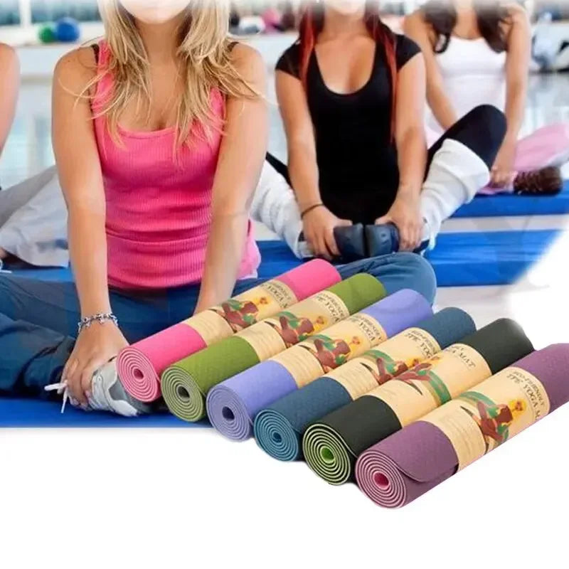 Esteras de Yoga antideslizantes de TPE, insípidas, marca, Pilates, gimnasio, almohadillas de ejercicio, bolsa gratis, estera de goma natural para Fitness, Yoga con transporte