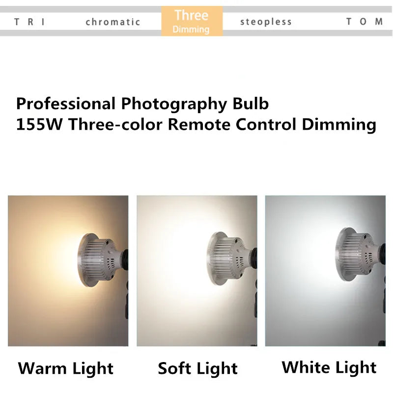 Bombillas de iluminación fotográfica LED de 65W, lámpara Base E27 con Control remoto, bombilla de luz diurna regulable para Softbox de estudio fotográfico