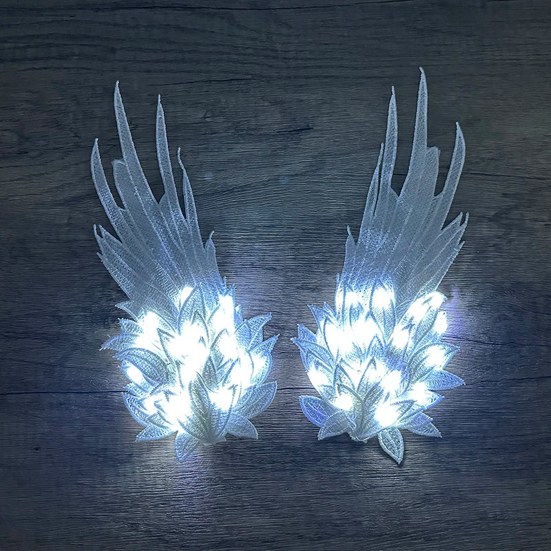 1 Par de Diademas con Alas de Ángel Iluminadas por LED, Diadema de Encaje Estilo Lolita, Accesorios de Cabello Brillantes de Hada para Mujeres, para Fiestas de Disfraces de Halloween