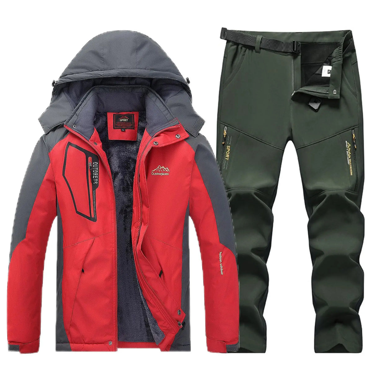Traje de esquí de lana gruesa y cálida para hombre, impermeable, a prueba de viento, conjunto de chaqueta y pantalones para snowboard, traje de esquí para nieve de invierno al aire libre