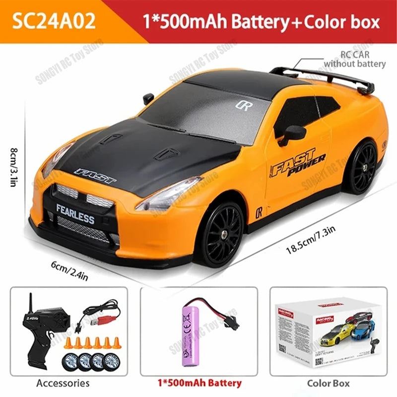 Coche de drift a control remoto 4WD, vehículo de carreras de alta velocidad con luces LED, radio de 2.4GHz, juguete de camioneta todoterreno 4x4 para niños