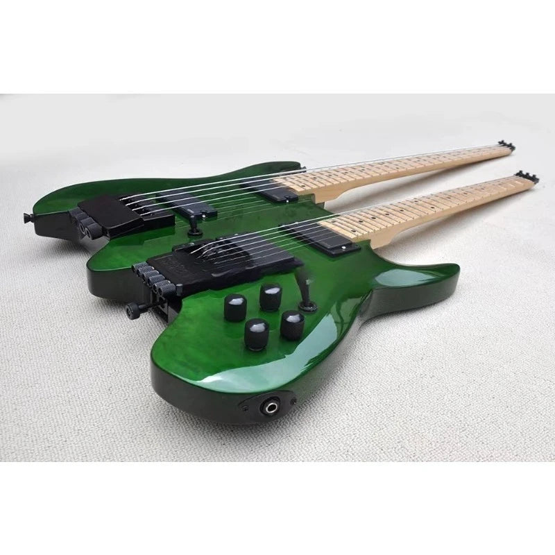 Guitarra Eléctrica Flyoung a Precio Económico, Guitarra de Doble Mástil, Guitarra sin Cabeza, 4+6 Cuerdas