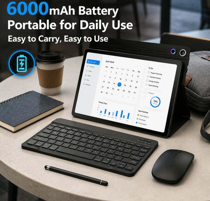 URAO KB10L Tableta de 10.1 pulgada, Android 16, pantalla HD, 24 GB de RAM, 64 GB de ROM, A333, tableta PC de cinco núcleos, compatible con Widevine L1 y Netflix HD, batería de 6000 mAh, pantalla dividida, desbloqueo f