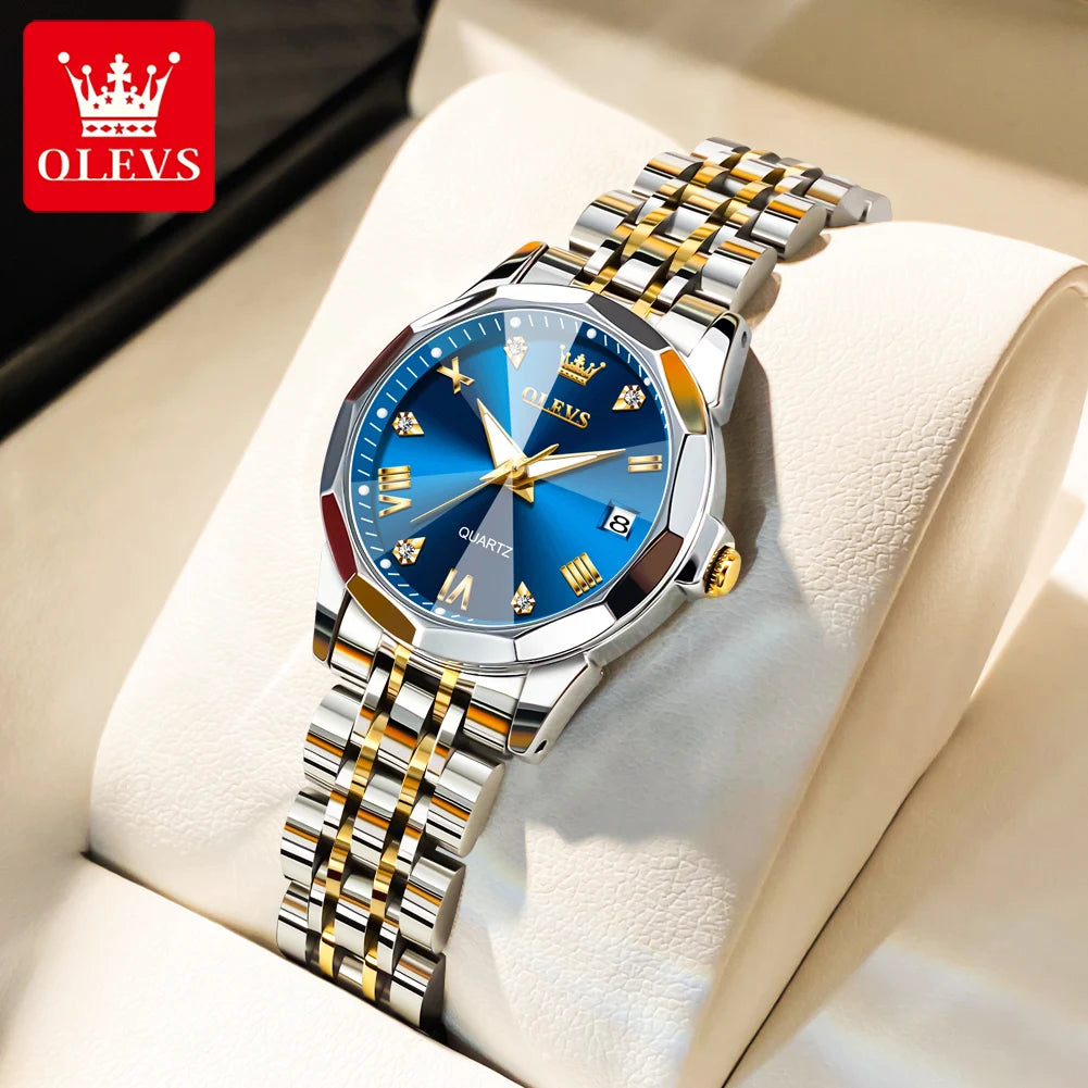 Reloj OLEVS 9931 para mujer, elegante reloj de cuarzo cuadrado original, resistente al agua, luminoso, con fecha automática, regalo para dama
