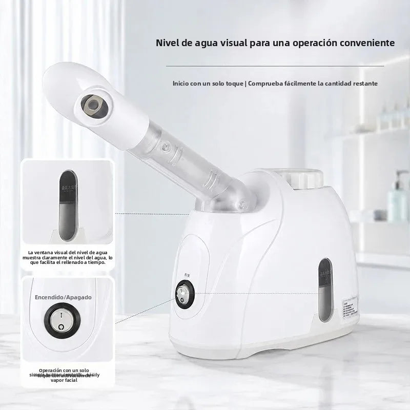 360 °   Vaporizador Facial Giratorio con Vapor Caliente, Instrumento de Belleza Multifuncional para Spa en Casa, Hidratación Profunda, Cuidado de la Piel