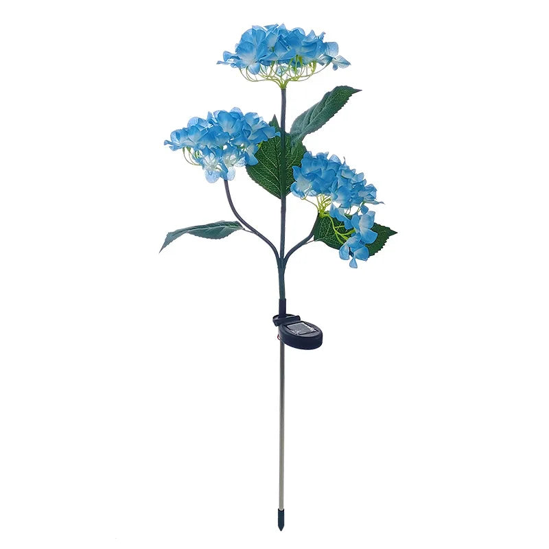 Luz LED de hortensia con energía solar, lámpara de jardín artificial realista, lámpara de césped semi-empotrada para patio exterior y caminos