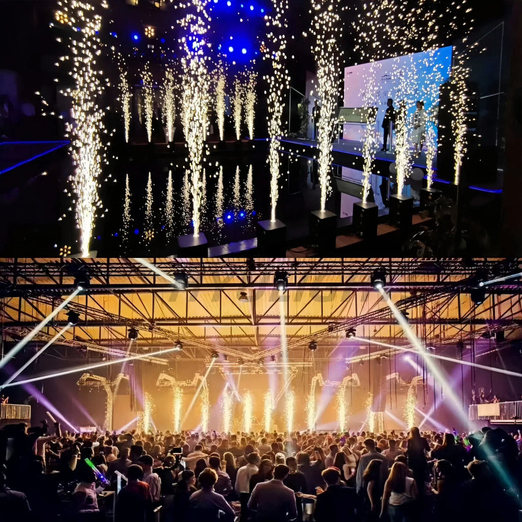 Máquina de chispa fría TI de 700W, máquina de chispa de polvo Ti, control remoto DMX, fuegos artificiales fríos inalámbricos, espectáculo de fiesta de boda, DJ, discoteca, escenario