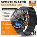 Reloj inteligente de navegación con mapa GPS 2026, batería de 1200 mAh, brújula, ChatGPT integrado, monitoreo de salud, resistente al agua, banda deportiva militar