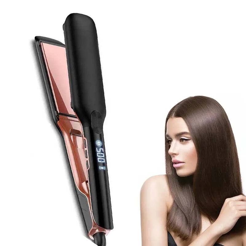Plancha de Pelo Profesional de Alta Temperatura con Placas Anchas, Iónica de Plasma, para Tratamiento de Queratina y Reparación de Cabello Dañado y Encrespado