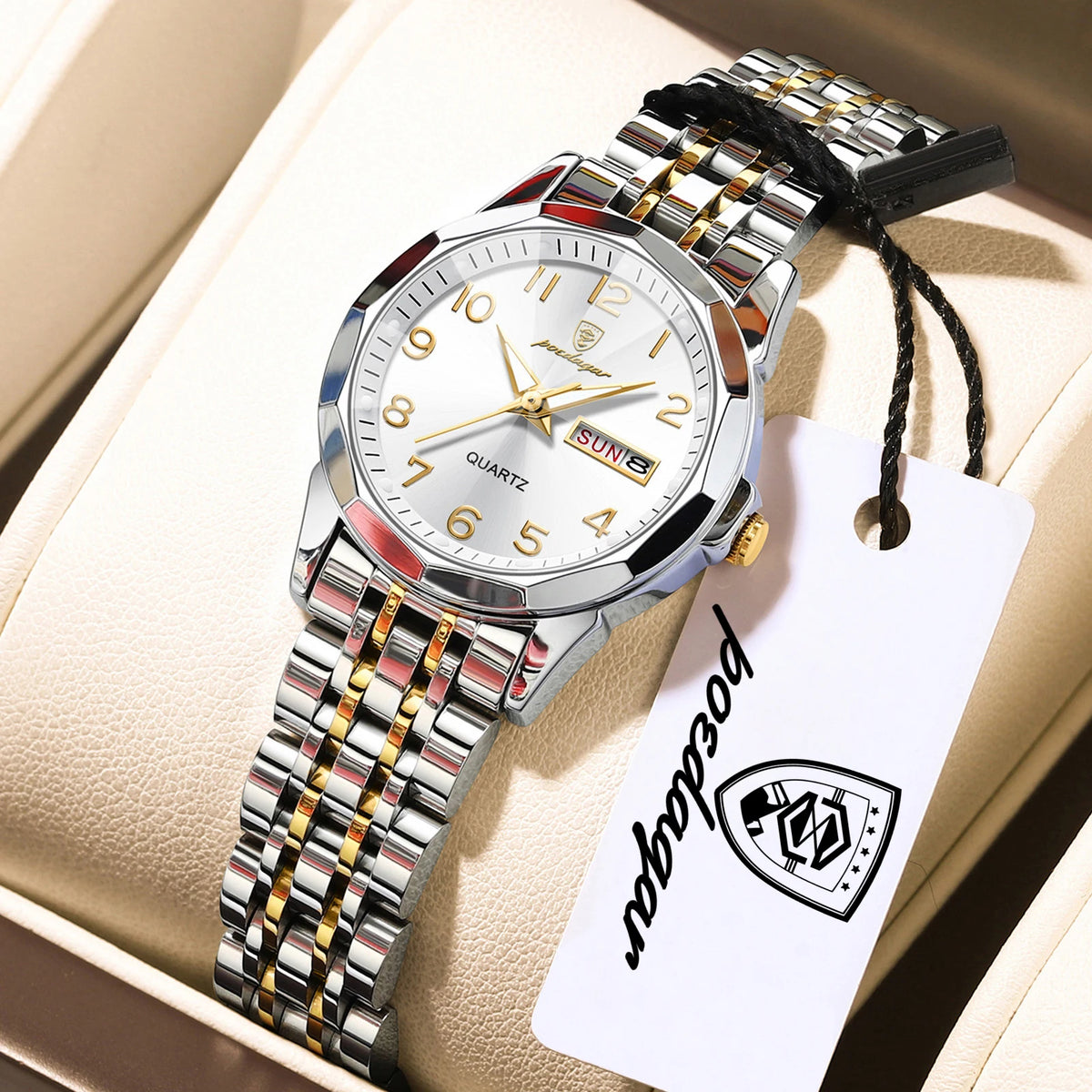 Reloj original elegante para mujer POEDAGAR, resistente al agua, luminoso, con fecha y día, de acero inoxidable, reloj de cuarzo a la moda para mujer