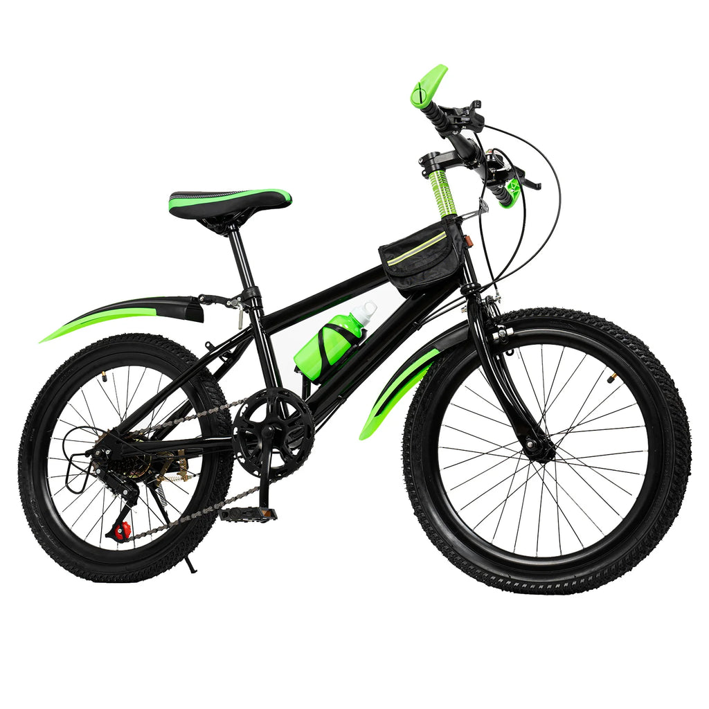 20 Inch Green Mountain Bike for Teens, Carbon Steel Frame 21-Speed Shifters, Dual Disc Brakes & Front Suspension Fork, Lightweight Off-Road Bicycle for Trail, Commute, Dirt (Green)