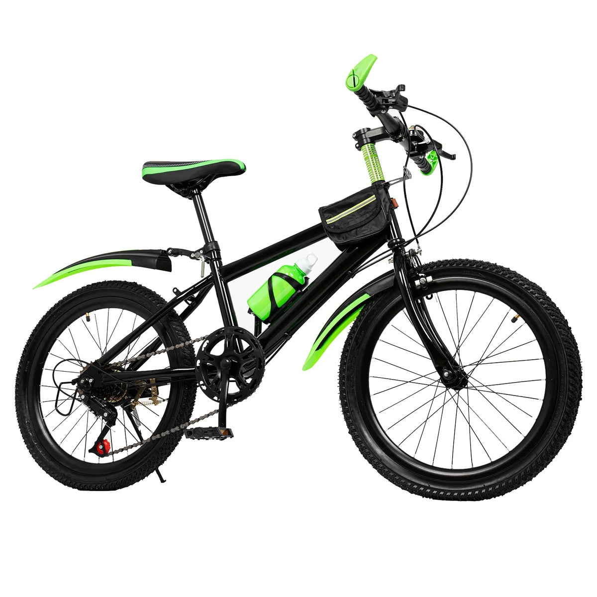 20 Inch Green Mountain Bike for Teens, Carbon Steel Frame 21-Speed Shifters, Dual Disc Brakes & Front Suspension Fork, Lightweight Off-Road Bicycle for Trail, Commute, Dirt (Green)