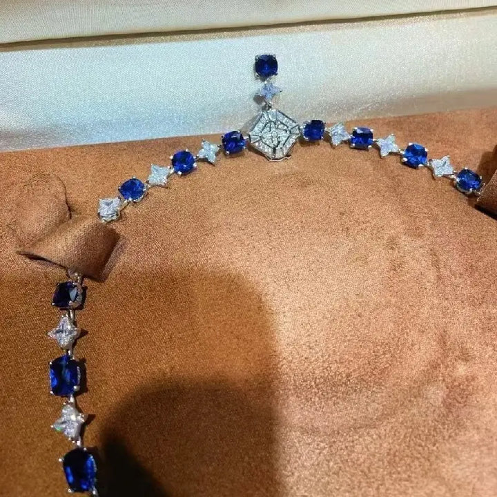 KQDANCE-collar de lujo de plata de ley 925 con esmeralda y zafiro de laboratorio, piedras preciosas de alto contenido de carbono, joyería fina para fiesta para mujer